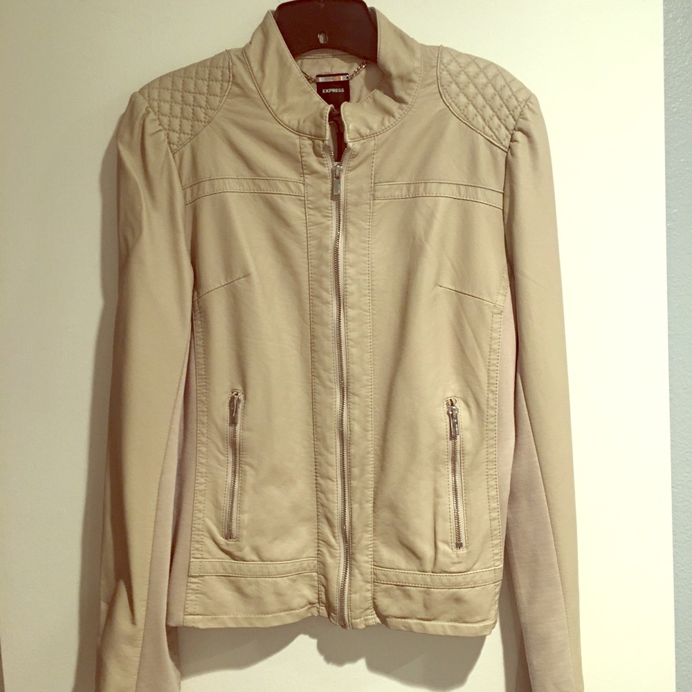 Faux Leather Cream Jacket / SIZE L / EXPRESS